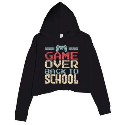 Back To School Funny Game Over Teacher Student Retro Gamer Crop Fleece Hoodie