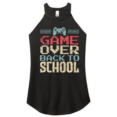 Back To School Funny Game Over Teacher Student Retro Gamer Women’s Perfect Tri Rocker Tank