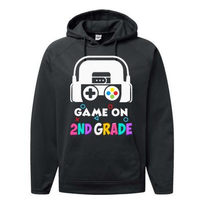 Back To School Game On 2nd Grade Funny Gamer Kids Performance Fleece Hoodie