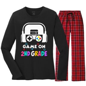 Back To School Game On 2nd Grade Funny Gamer Kids Women's Long Sleeve Flannel Pajama Set 