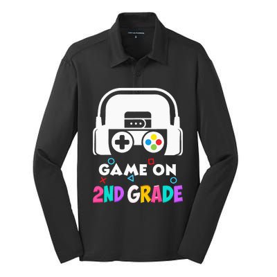 Back To School Game On 2nd Grade Funny Gamer Kids Silk Touch Performance Long Sleeve Polo