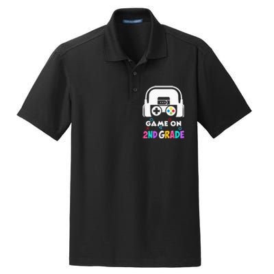 Back To School Game On 2nd Grade Funny Gamer Kids Dry Zone Grid Polo