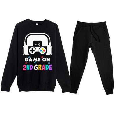 Back To School Game On 2nd Grade Funny Gamer Kids Premium Crewneck Sweatsuit Set