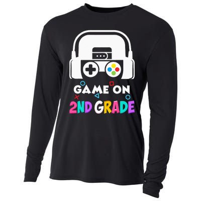 Back To School Game On 2nd Grade Funny Gamer Kids Cooling Performance Long Sleeve Crew