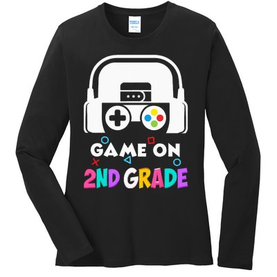 Back To School Game On 2nd Grade Funny Gamer Kids Ladies Long Sleeve Shirt