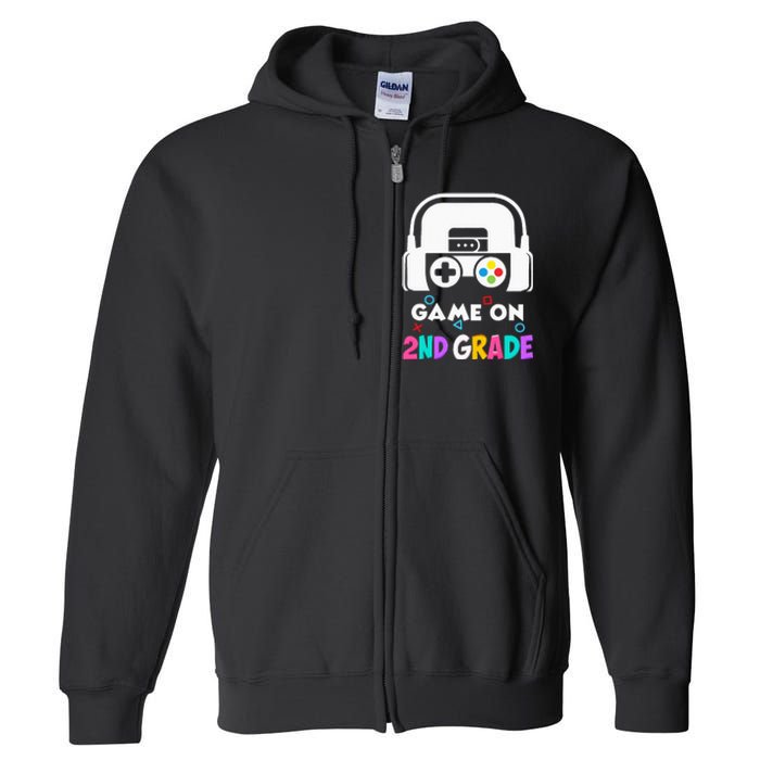 Back To School Game On 2nd Grade Funny Gamer Kids Full Zip Hoodie