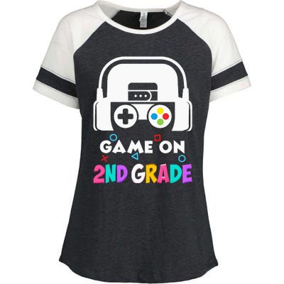 Back To School Game On 2nd Grade Funny Gamer Kids Enza Ladies Jersey Colorblock Tee