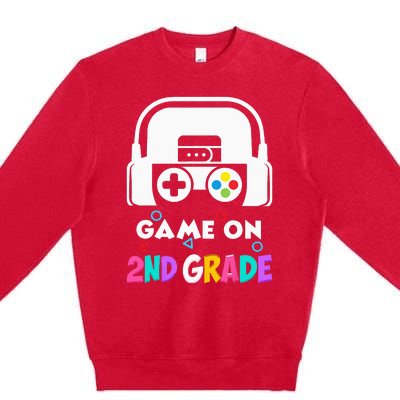 Back To School Game On 2nd Grade Funny Gamer Kids Premium Crewneck Sweatshirt