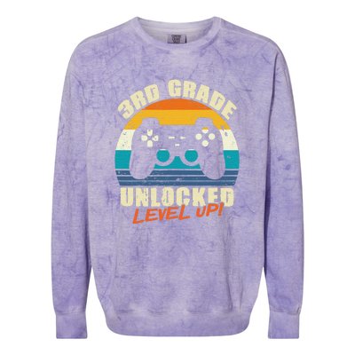 Back To School 3rd Grade Unlocked Level Up Gamer Colorblast Crewneck Sweatshirt