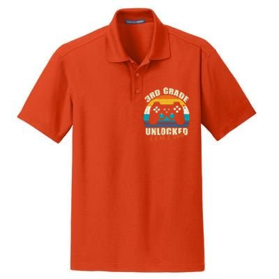 Back To School 3rd Grade Unlocked Level Up Gamer Dry Zone Grid Polo