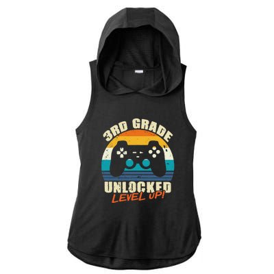 Back To School 3rd Grade Unlocked Level Up Gamer Ladies PosiCharge Tri-Blend Wicking Draft Hoodie Tank