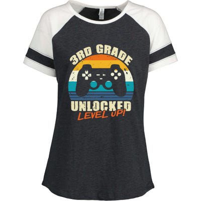 Back To School 3rd Grade Unlocked Level Up Gamer Enza Ladies Jersey Colorblock Tee