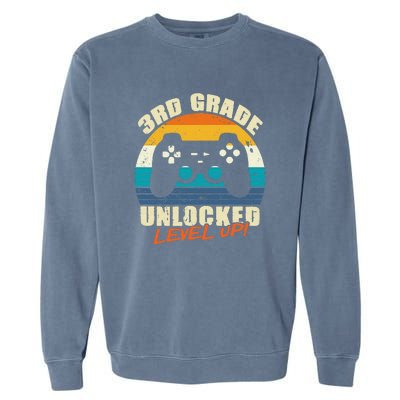 Back To School 3rd Grade Unlocked Level Up Gamer Garment-Dyed Sweatshirt