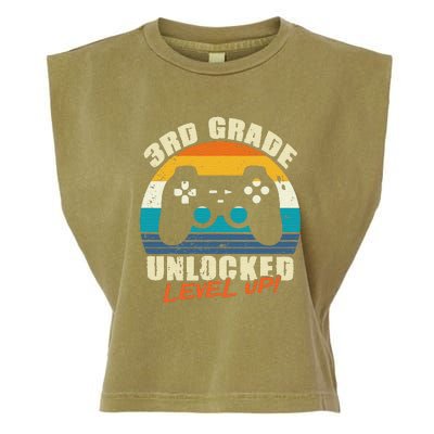 Back To School 3rd Grade Unlocked Level Up Gamer Garment-Dyed Women's Muscle Tee