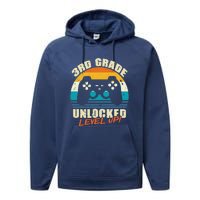 Back To School 3rd Grade Unlocked Level Up Gamer Performance Fleece Hoodie