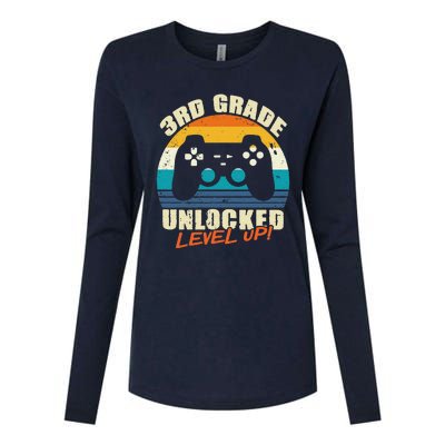 Back To School 3rd Grade Unlocked Level Up Gamer Womens Cotton Relaxed Long Sleeve T-Shirt