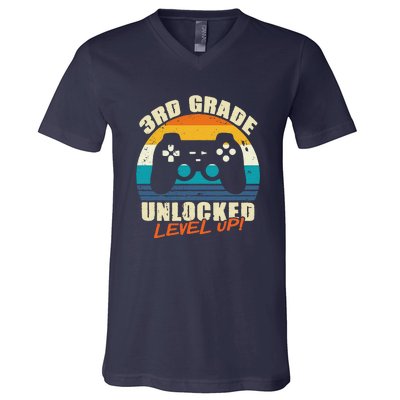 Back To School 3rd Grade Unlocked Level Up Gamer V-Neck T-Shirt