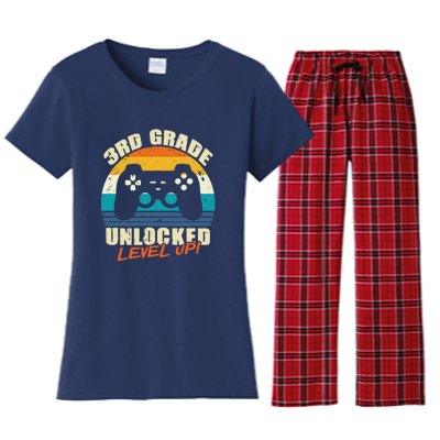 Back To School 3rd Grade Unlocked Level Up Gamer Women's Flannel Pajama Set