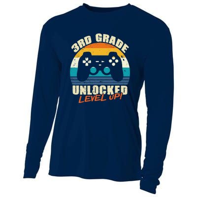 Back To School 3rd Grade Unlocked Level Up Gamer Cooling Performance Long Sleeve Crew