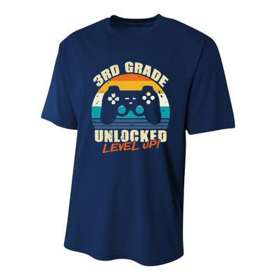 Back To School 3rd Grade Unlocked Level Up Gamer Performance Sprint T-Shirt