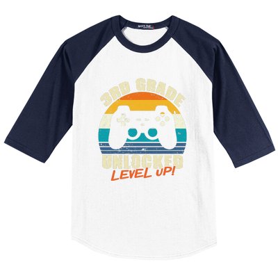 Back To School 3rd Grade Unlocked Level Up Gamer Baseball Sleeve Shirt