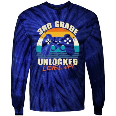 Back To School 3rd Grade Unlocked Level Up Gamer Tie-Dye Long Sleeve Shirt