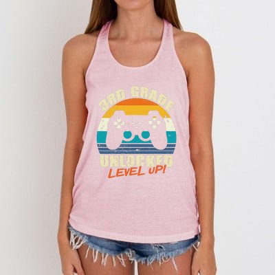 Back To School 3rd Grade Unlocked Level Up Gamer Women's Knotted Racerback Tank