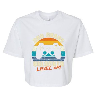 Back To School 3rd Grade Unlocked Level Up Gamer Bella+Canvas Jersey Crop Tee