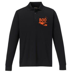 Boo Trex Spooky Halloween Dinosaur Gift Performance Long Sleeve Polo