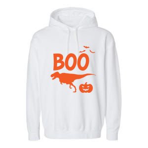 Boo Trex Spooky Halloween Dinosaur Gift Garment-Dyed Fleece Hoodie