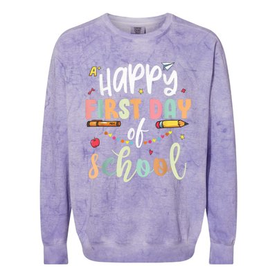 Back to School Happy First Day of School Teacher Student Kid Colorblast Crewneck Sweatshirt