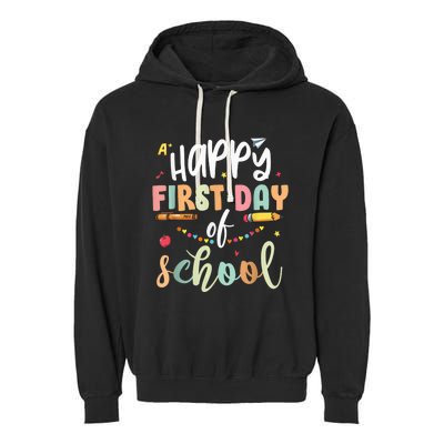 Back to School Happy First Day of School Teacher Student Kid Garment-Dyed Fleece Hoodie