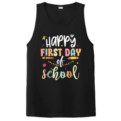 Back to School Happy First Day of School Teacher Student Kid PosiCharge Competitor Tank