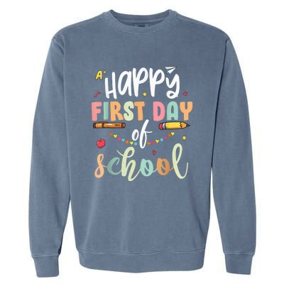 Back to School Happy First Day of School Teacher Student Kid Garment-Dyed Sweatshirt