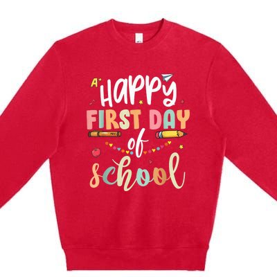 Back to School Happy First Day of School Teacher Student Kid Premium Crewneck Sweatshirt