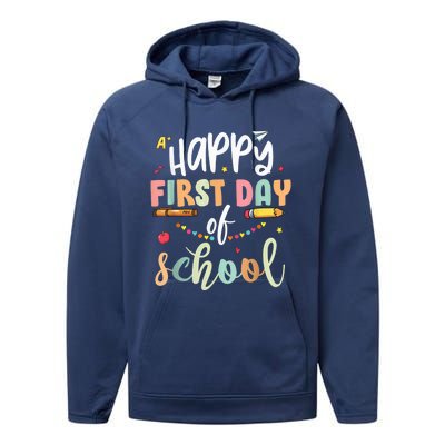 Back to School Happy First Day of School Teacher Student Kid Performance Fleece Hoodie