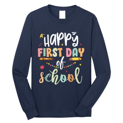 Back to School Happy First Day of School Teacher Student Kid Long Sleeve Shirt