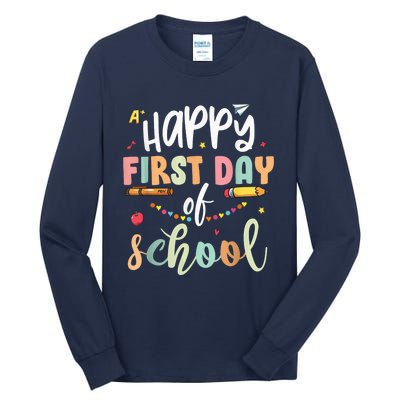 Back to School Happy First Day of School Teacher Student Kid Tall Long Sleeve T-Shirt