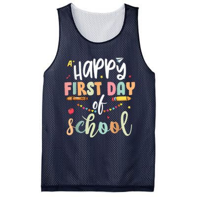 Back to School Happy First Day of School Teacher Student Kid Mesh Reversible Basketball Jersey Tank