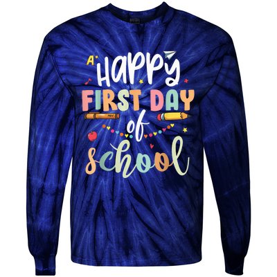 Back to School Happy First Day of School Teacher Student Kid Tie-Dye Long Sleeve Shirt