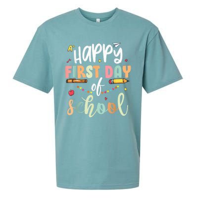 Back to School Happy First Day of School Teacher Student Kid Sueded Cloud Jersey T-Shirt