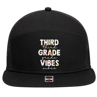 Back To School Third Grade Vibes First Day Teacher 7 Panel Mesh Trucker Snapback Hat