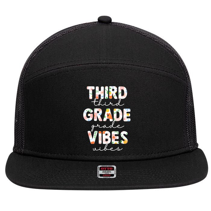 Back To School Third Grade Vibes First Day Teacher 7 Panel Mesh Trucker Snapback Hat