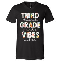 Back To School Third Grade Vibes First Day Teacher V-Neck T-Shirt