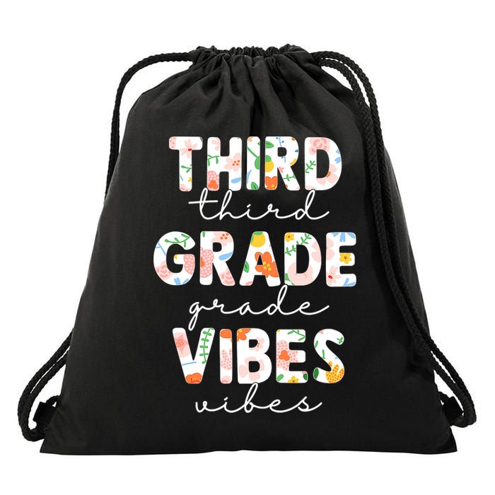 Back To School Third Grade Vibes First Day Teacher Drawstring Bag