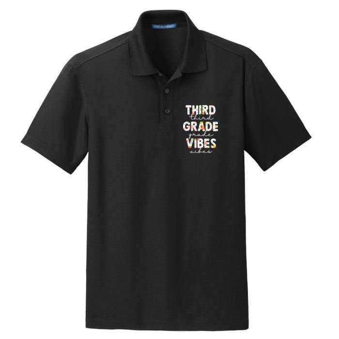 Back To School Third Grade Vibes First Day Teacher Dry Zone Grid Polo