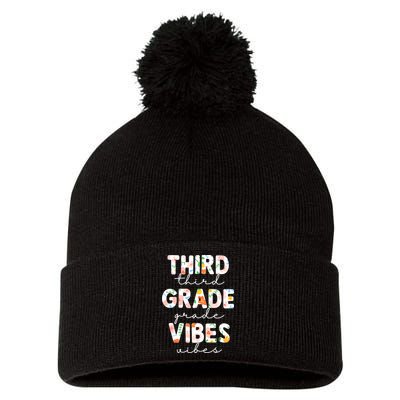 Back To School Third Grade Vibes First Day Teacher Pom Pom 12in Knit Beanie