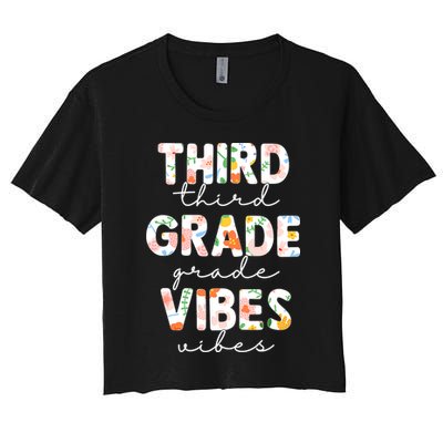 Back To School Third Grade Vibes First Day Teacher Crop Top