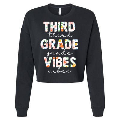 Back To School Third Grade Vibes First Day Teacher Cropped Pullover Crew