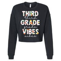 Back To School Third Grade Vibes First Day Teacher Cropped Pullover Crew